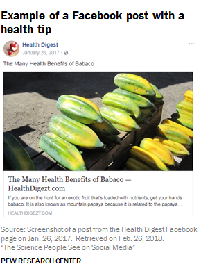 Example of a Facebook post with a health tip
