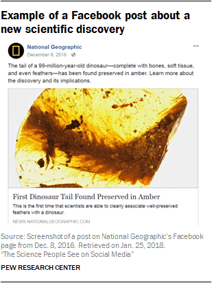 Example of a Facebook post about a new scientific discovery